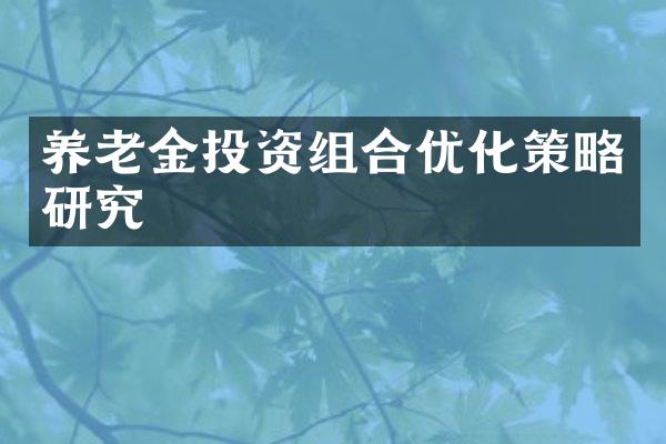 养老金投资组合优化策略研究