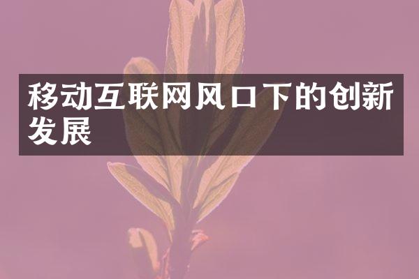 移动互联网风口下的创新发展