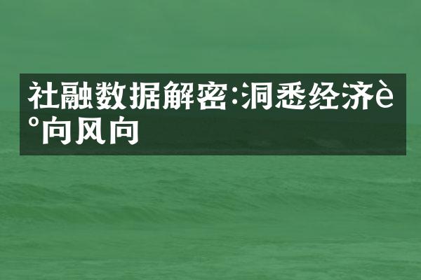 社融数据解密:洞悉经济走向风向