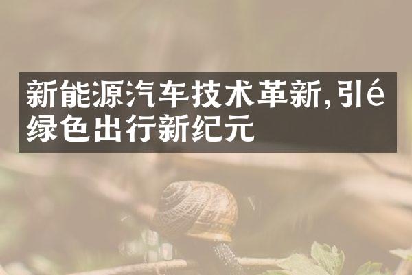 新能源汽车技术革新,引领绿色出行新纪元