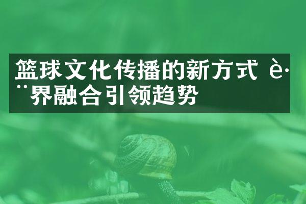 篮球文化传播的新方式 跨界融合引领趋势