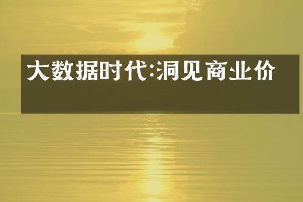 大数据时代:洞见商业价值