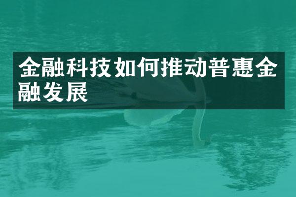 金融科技如何推动普惠金融发展