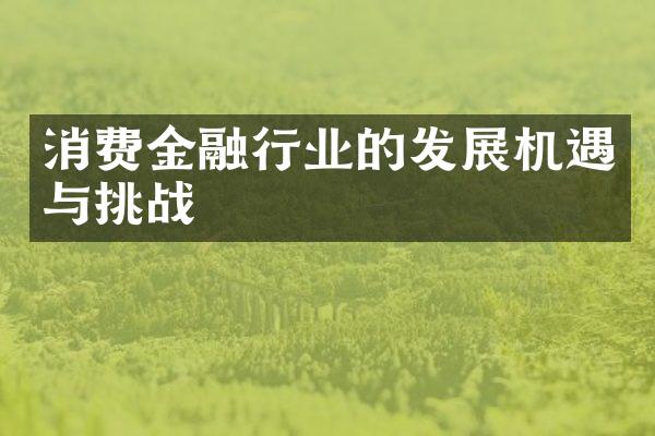 消费金融行业的发展机遇与挑战