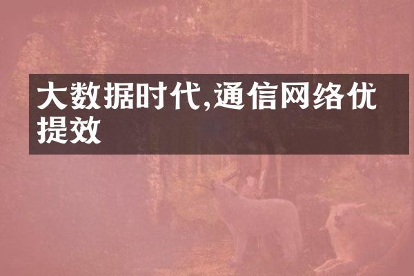 数据时代,通信网络优化提效