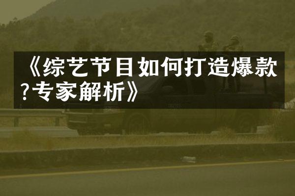 《综艺节目如何打造爆款?专家解析》