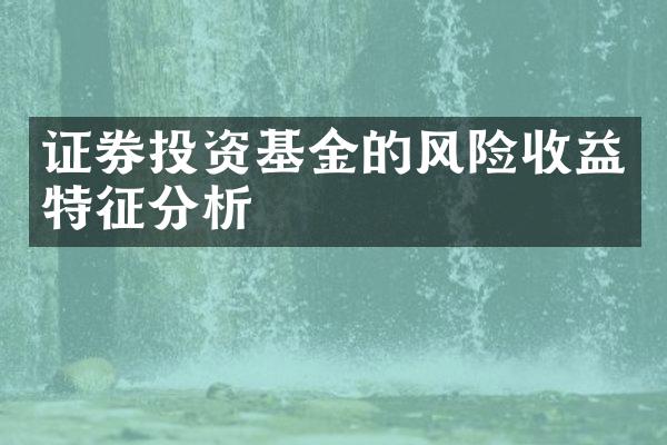 证券投资基金的风险收益特征分析