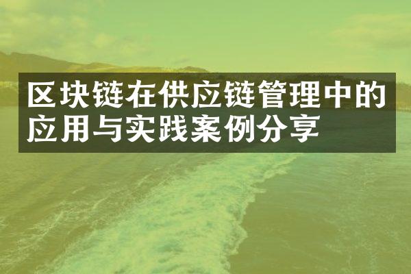 区块链在供应链管理中的应用与实践案例分享