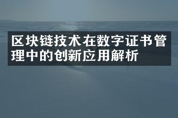 区块链技术在数字证书管理中的创新应用解析