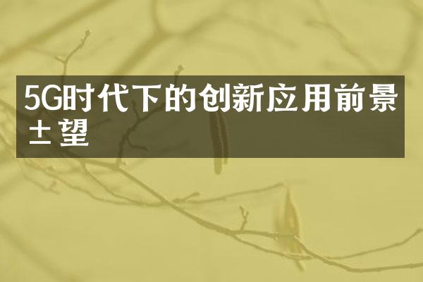 5G时代下的创新应用前景展望