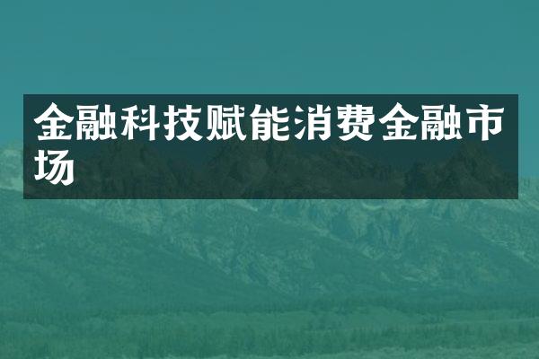 金融科技赋能消费金融市场