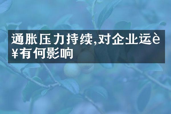 通胀压力持续,对企业运营有何影响