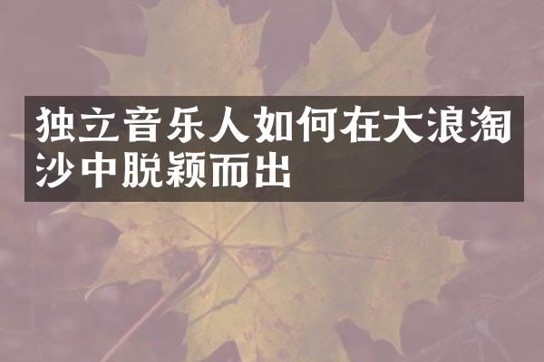 独立音乐人如何在大浪淘沙中脱颖而出