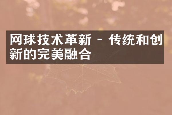 网球技术革新 - 传统和创新的完美融合