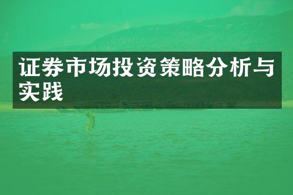 证券市场投资策略分析与实践