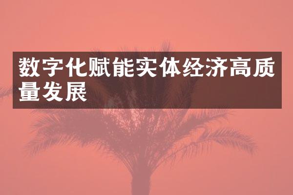 数字化赋能实体经济高质量发展