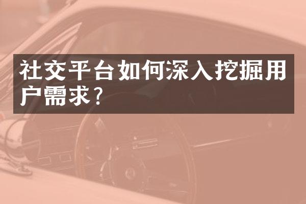 社交平台如何深入挖掘用户需求?