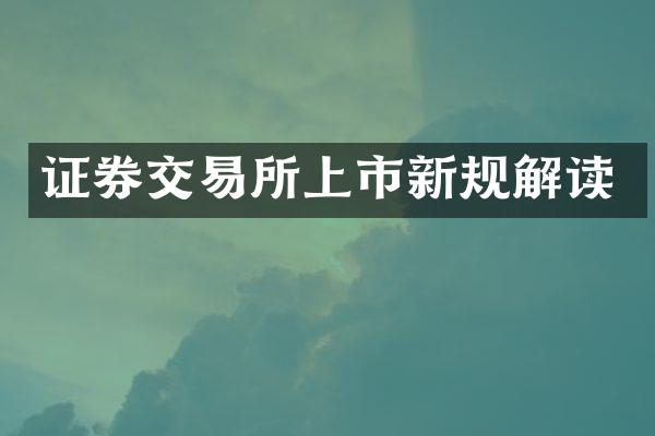 证券交易所上市新规解读