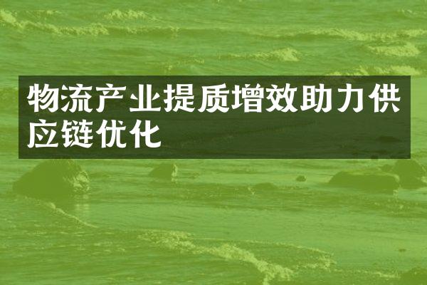 物流产业提质增效助力供应链优化