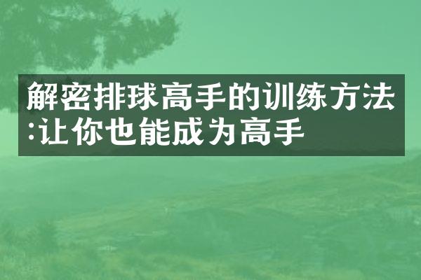 解密排球高手的训练方法:让你也能成为高手