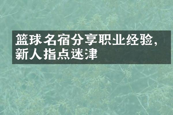 篮球名宿分享职业经验,为新人指点迷津