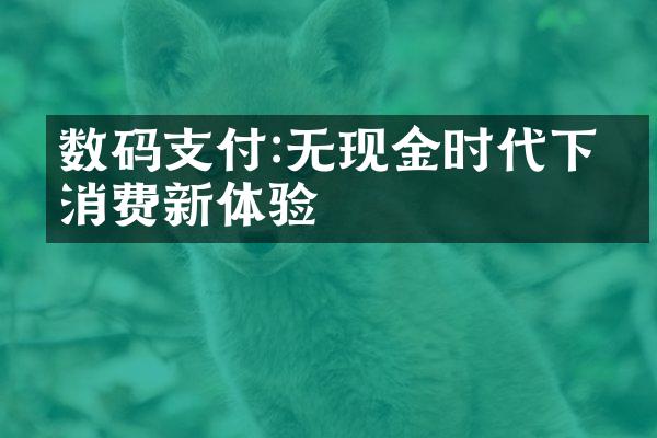 数码支付:无现金时代下的消费新体验