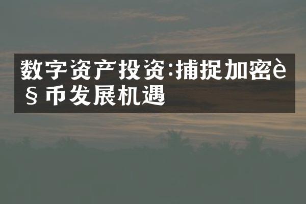 数字资产投资:捕捉加密货币发展机遇