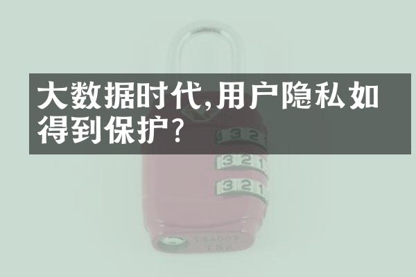 大数据时代,用户隐私如何得到保护?