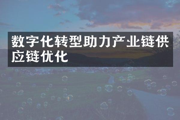 数字化转型助力产业链供应链优化