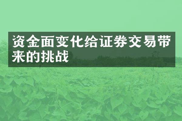 资金面变化给证券交易带来的挑战