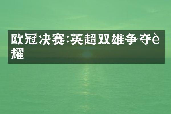 欧冠决赛:英超双雄争夺荣耀