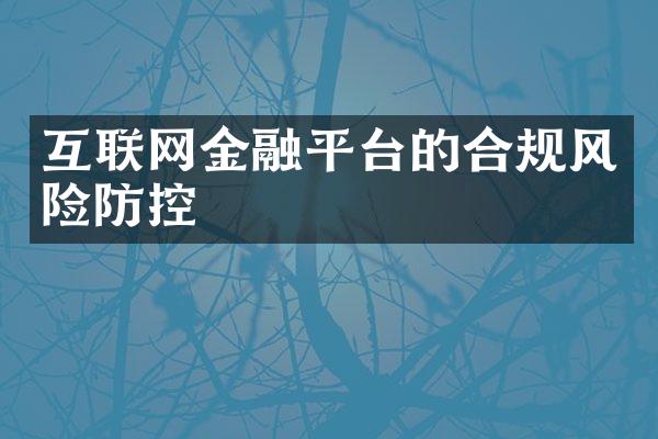 互联网金融平台的合规风险防控