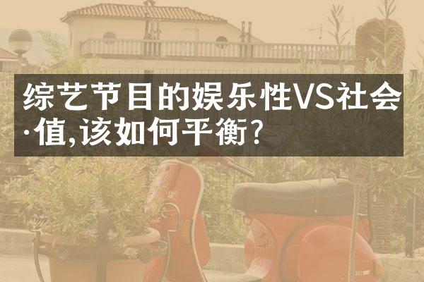 综艺节目的娱乐性VS社会价值,该如何平衡?