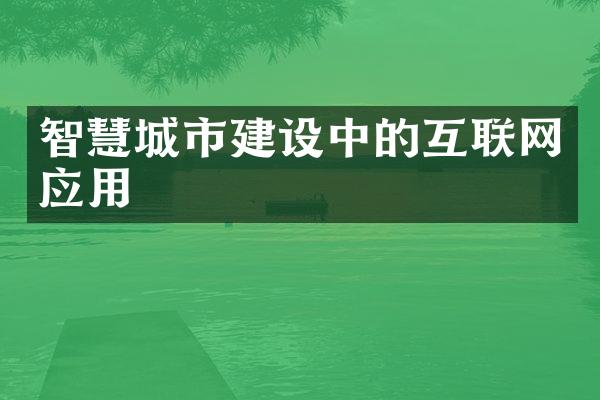 智慧城市建设中的互联网应用