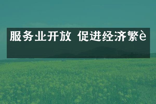 服务业开放 促进经济繁荣