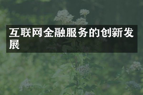 互联网金融服务的创新发展