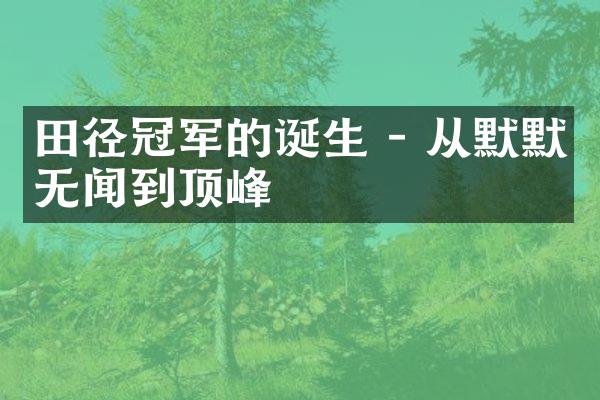 田径冠军的诞生 - 从默默无闻到顶峰