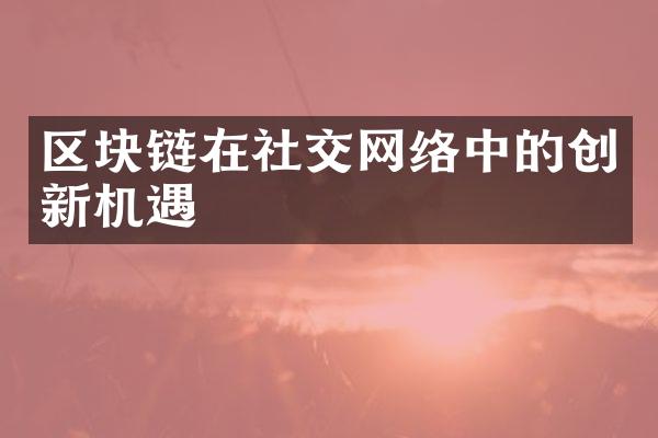 区块链在社交网络中的创新机遇