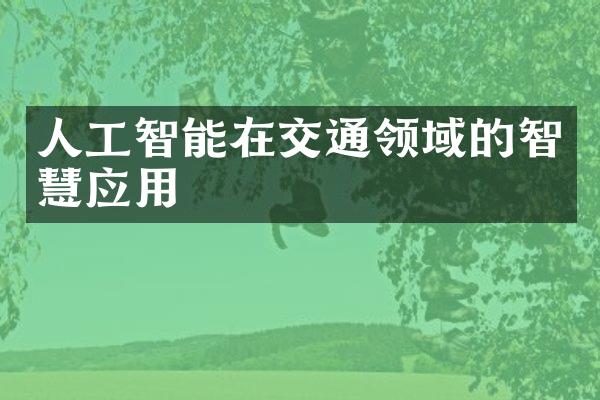 人工智能在交通领域的智慧应用