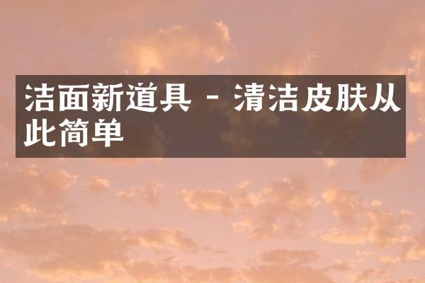 洁面新道具 - 清洁皮肤从此简单