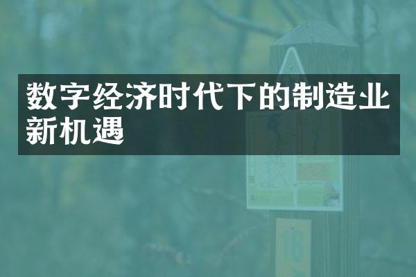 数字经济时代下的制造业新机遇