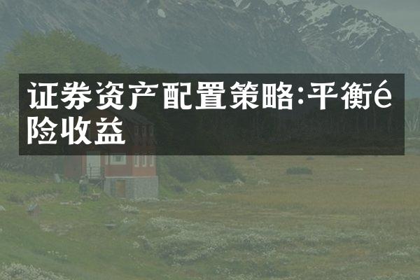 证券资产配置策略:平衡风险收益