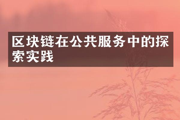 区块链在公共服务中的探索实践