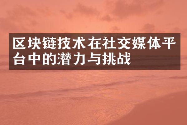 区块链技术在社交媒体平台中的潜力与挑战