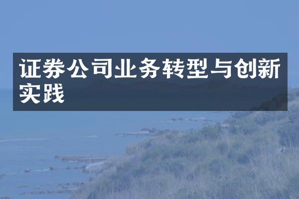 证券公司业务转型与创新实践