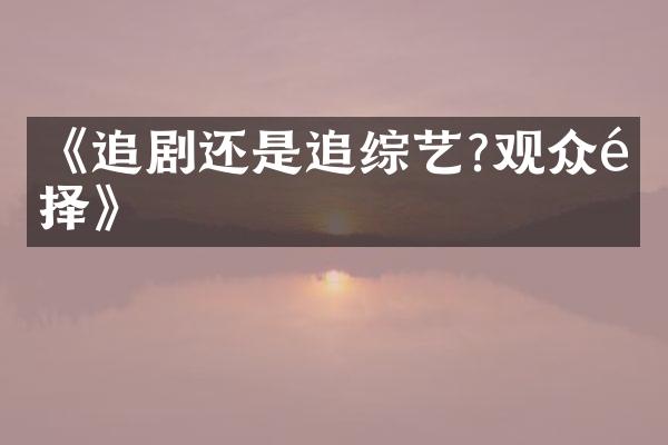 《追剧还是追综艺?观众选择》