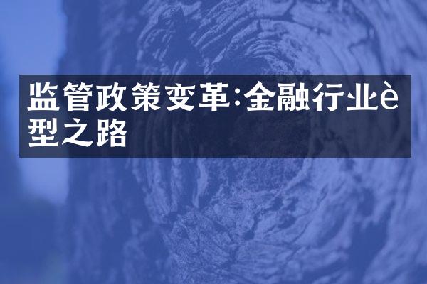 监管政策变革:金融行业转型之路