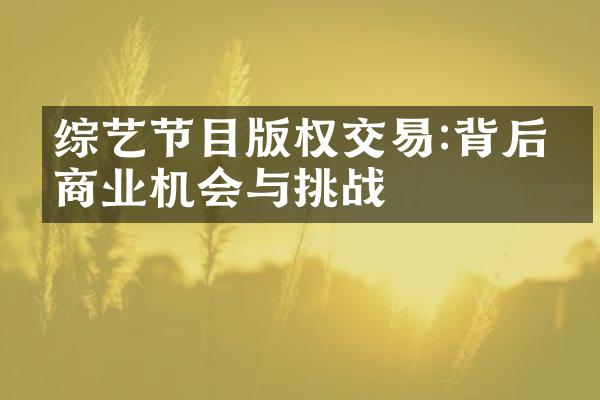 综艺节目版权交易:背后的商业机会与挑战