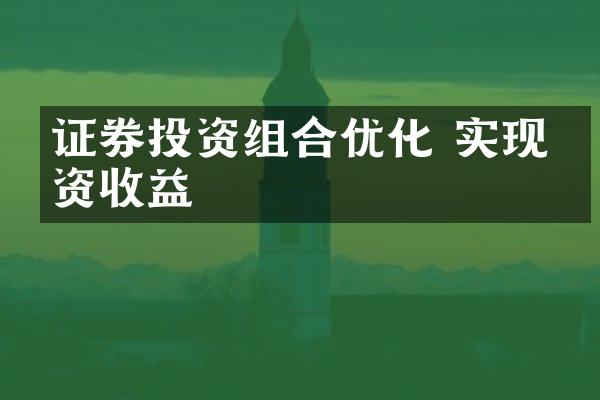 证券投资组合优化 实现投资收益