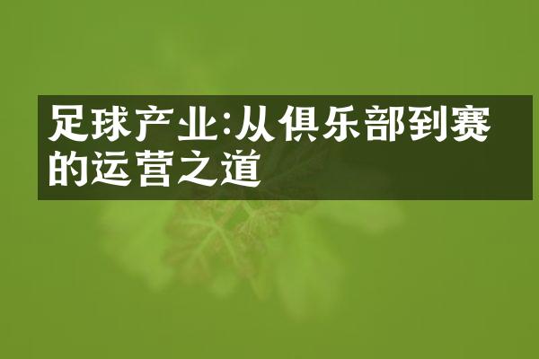 足球产业:从俱乐到赛事的运营之道